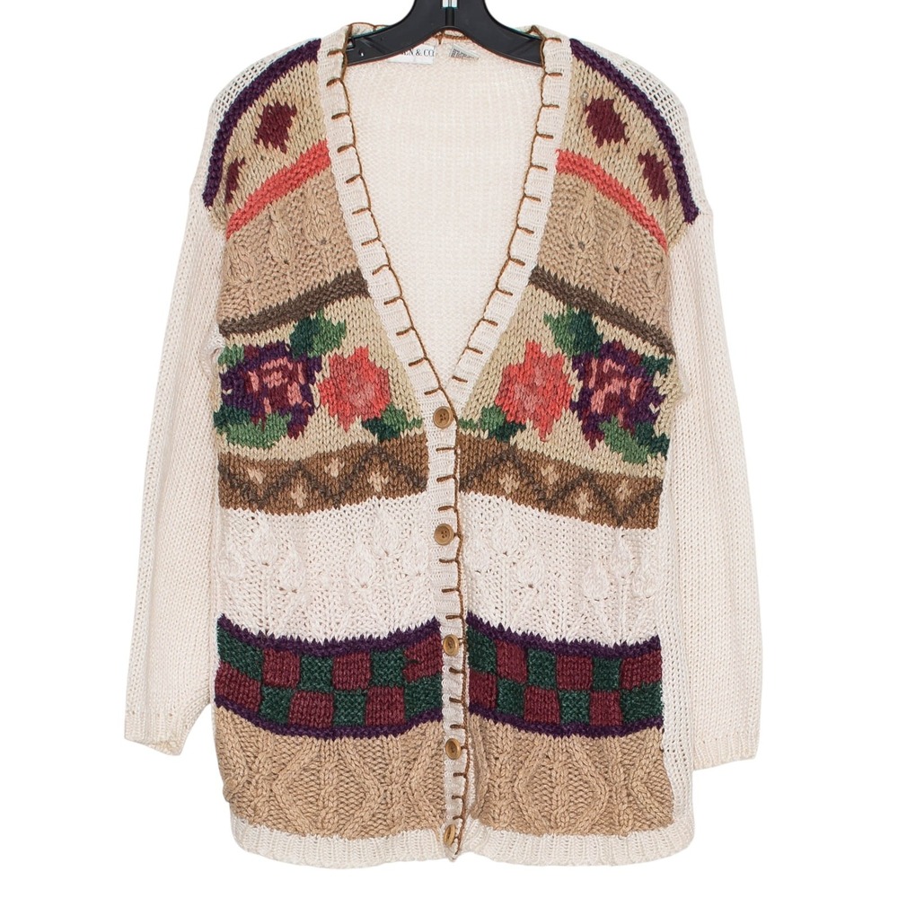 Vintage Eileen Co Cardigan 90s Novelty Cottagecore Grandma Academia Boho Small